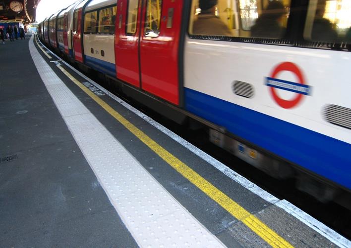 tactile paving at a train station